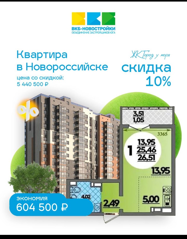 Квартира 25м2 состоящая из одной блок комнаты – 6 млн. рублей! (со скидкой  10% 5.4 млн.руб.) Заверните, пжлст.