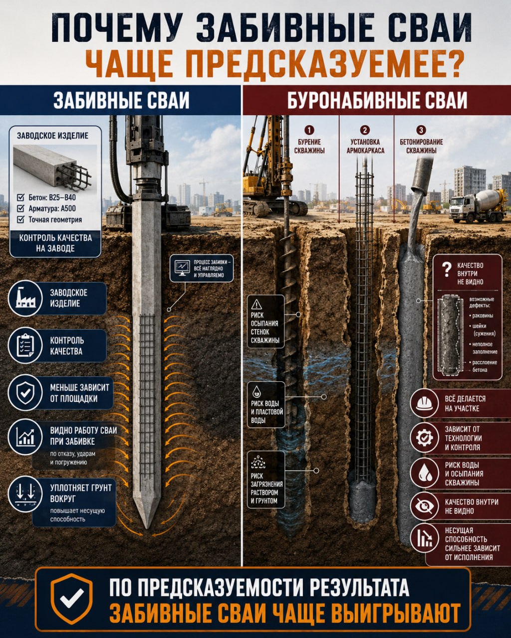 Сваи – не самое простое, но надежное и унифицированное решение для участков с любой геологией и рельефом, в дальнейшем по бизнес модели монтаж будем осужествлять на блоки ФБС, чуть позже расскажу почему.